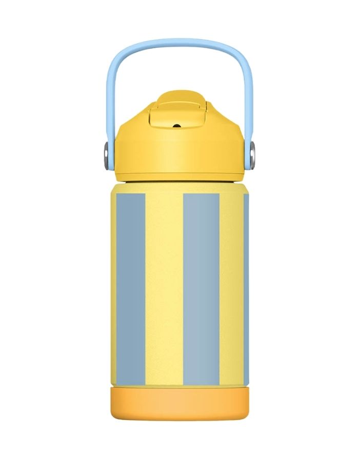 Trinkflasche 350 ml Stripes Gelb Hellblau aus Edelstahl von Ava & Yves