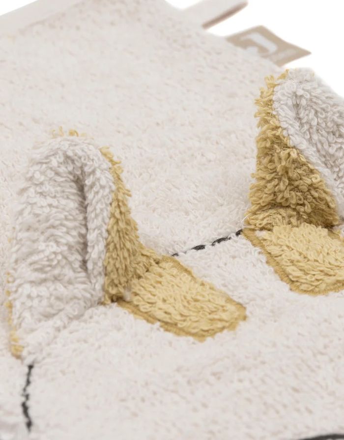 Jollein Waschhandschuh Frottee Charlie Cat aus weicher Baumwolle mit niedlichem Katzen-Design.