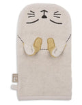 Jollein Waschhandschuh Frottee Charlie Cat aus weicher Baumwolle mit niedlichem Katzen-Design.