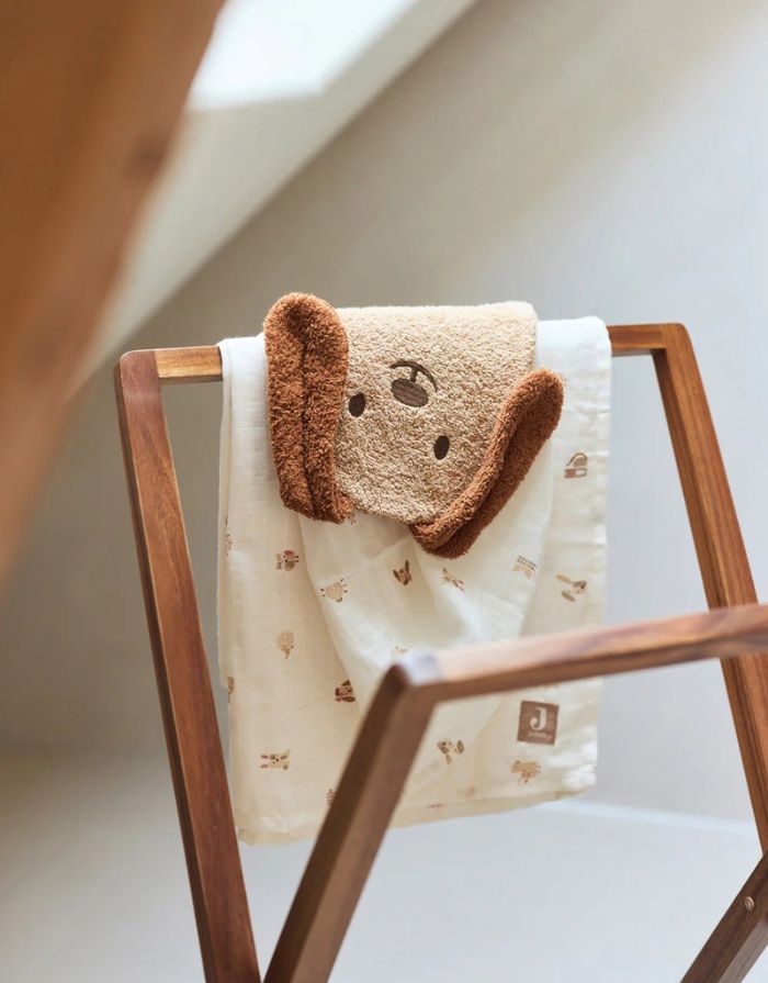 Jollein Waschhandschuh Frottee Diego Dog aus weicher Baumwolle mit niedlichem Hunde-Design.