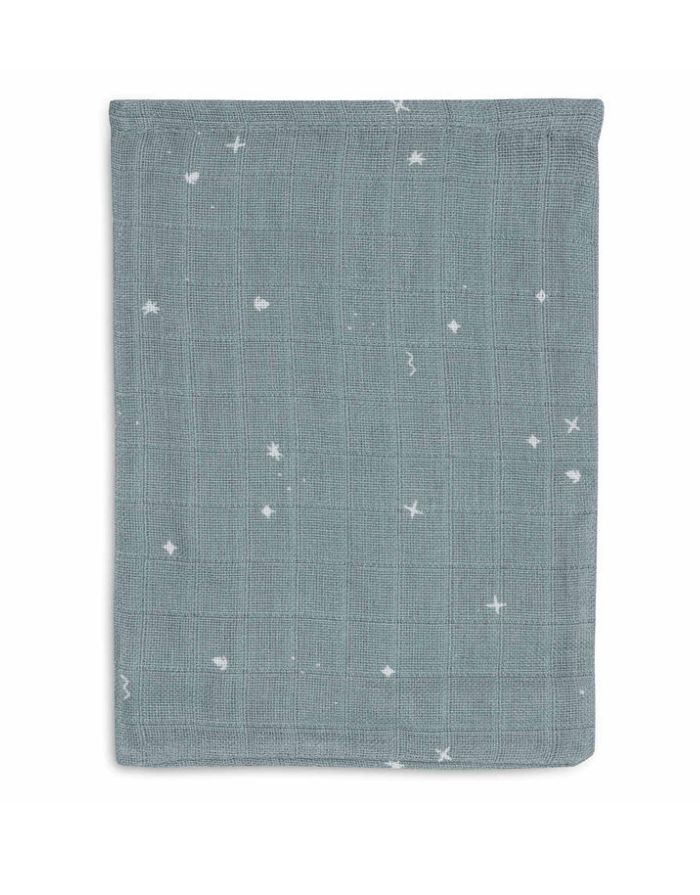 Jollein Waschlappen Musselin 3er Set „Twinkling“ – hydrophile Baumwoll-Waschlappen in Sea Green mit Sternenprint, OEKO-TEX zertifiziert, weich und hautfreundlich.