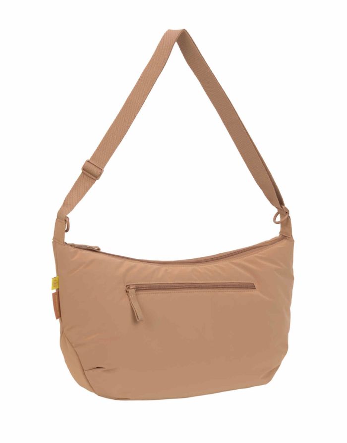 LÄSSIG Lunua Wickeltasche in Almond – große Bum Bag mit Wickelzubehör, vegan, recycelt & pfc-frei, mit Neon-Details und Kinderwagenbefestigung.