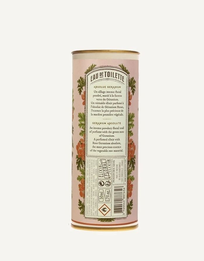Eau de Toilette Rosengeranie 50ml von Panier des Sens, intensiver blumig-pudriger Duft mit grüner Rosengeranie
