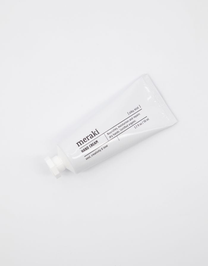 Meraki Handcreme Silky Mist – feuchtigkeitsspendende, nährende Handpflege mit Aloe vera, Jojobaöl und Kakaobutter.