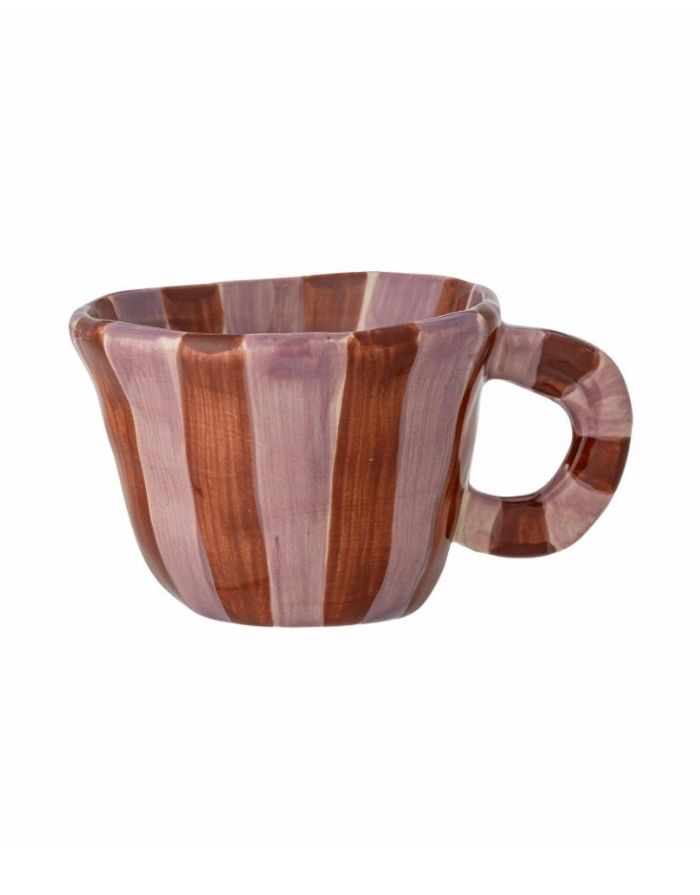 Bunte Steingut-Tasse mit handbemalten Streifen von Bloomingville