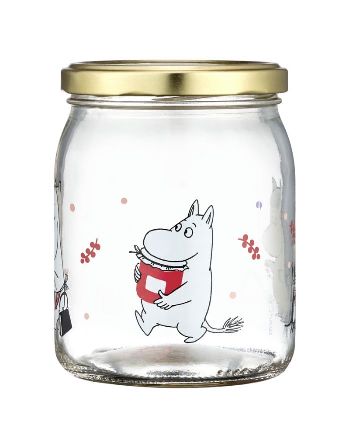 Glas mit Schraubdeckel Moomin 0,5 L von Muurla, luftdicht verschließbar, mit Moomin-Motiv, inkl. Stickeretiketten, spülmaschinenfest