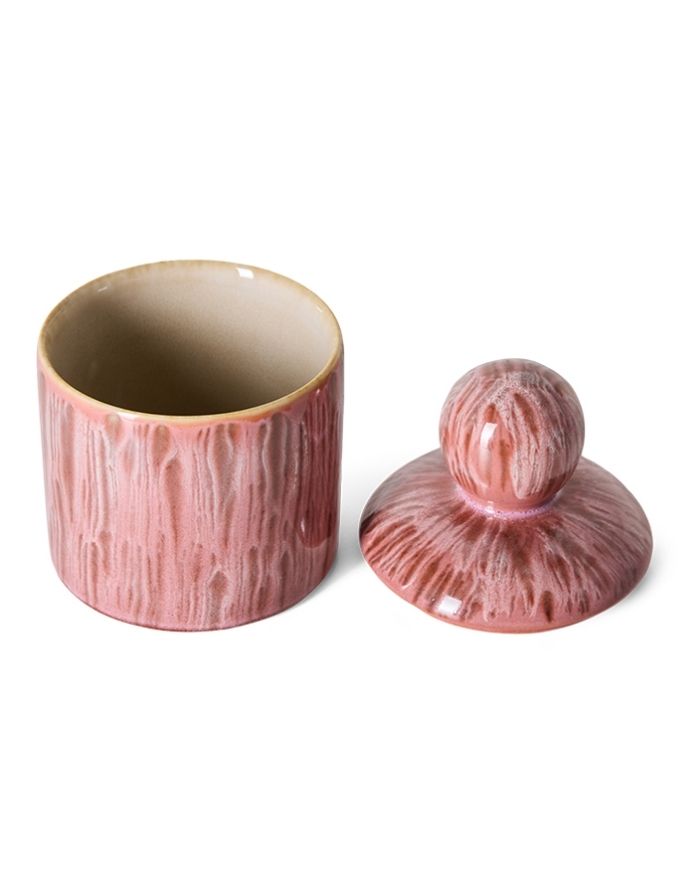 HKliving 70s Ceramics Aufbewahrungsdose Small aus mehrfarbig glasiertem Steingut mit Deckel.