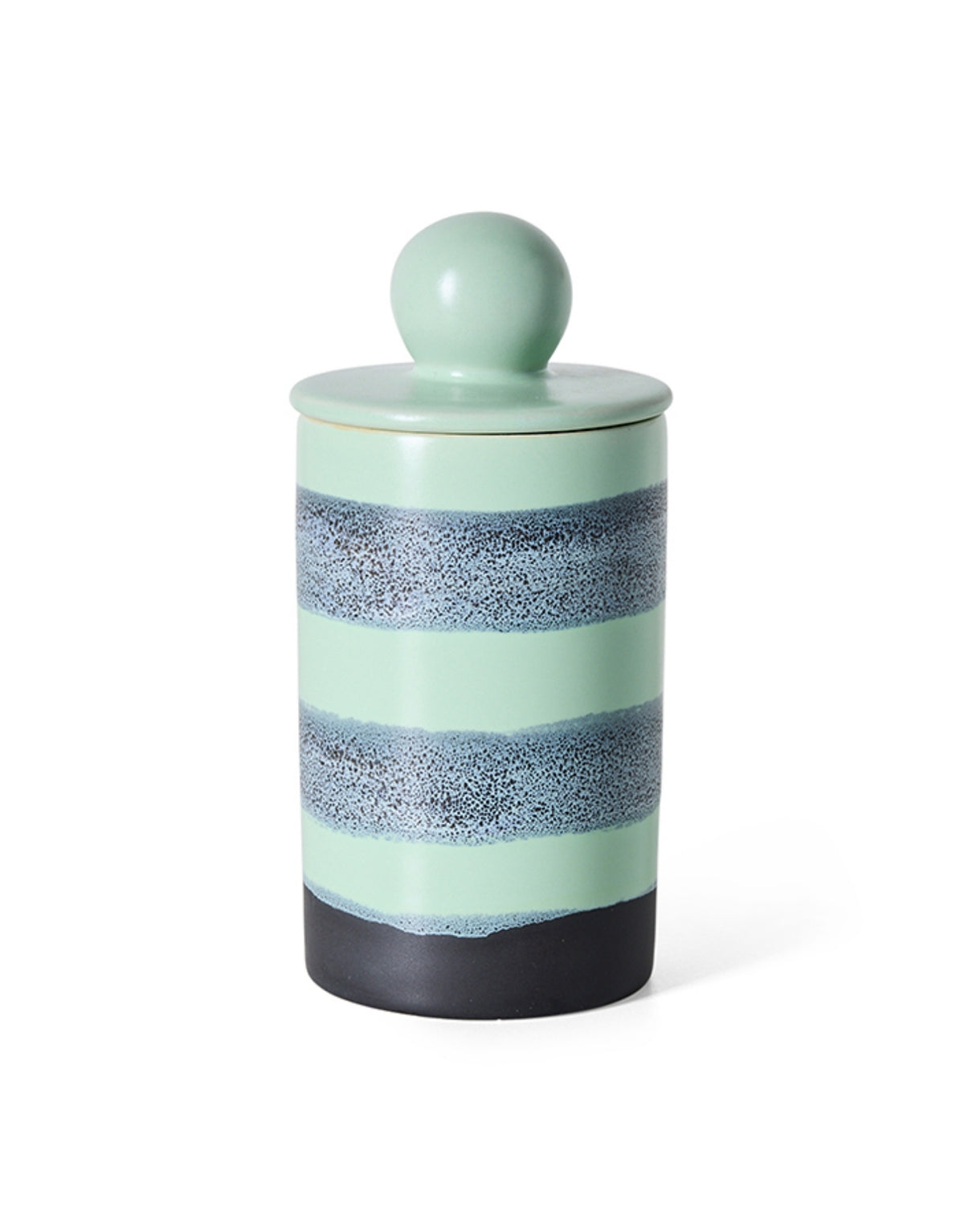 Mittelgroße Aufbewahrungsdose aus der 70s Ceramics Kollektion von HKliving aus glasiertem Steingut in Multicolour mit Deckel.