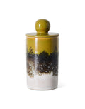 Mittelgroße Aufbewahrungsdose aus der 70s Ceramics Kollektion von HKliving aus glasiertem Steingut in Multicolour mit Deckel.