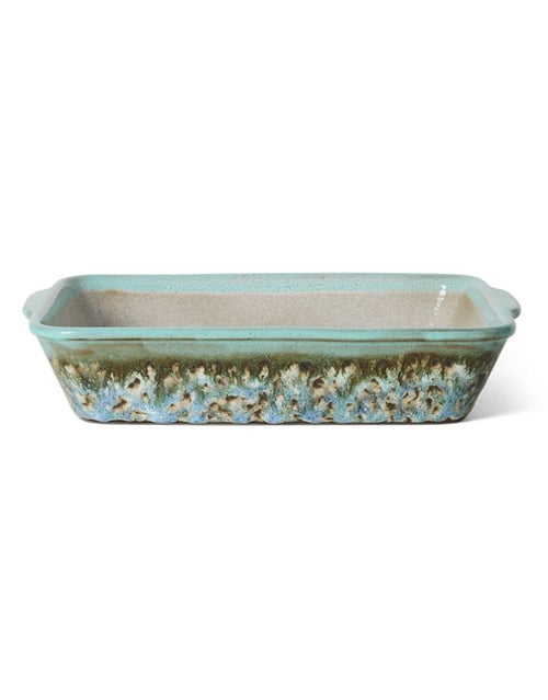 Kleine HKliving 70s Ceramics Auflaufform Birthstone aus mehrfarbig glasiertem Steingut für Lasagne, Gratins und Ofengerichte.