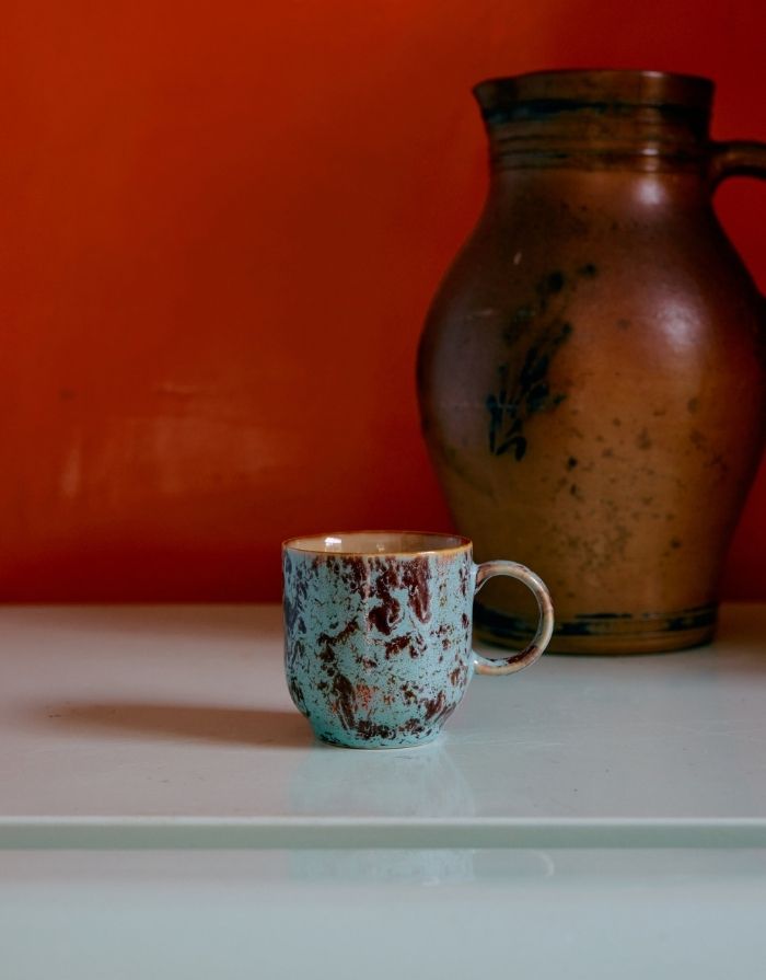 Café Becher 70's mit Henkel I Patina