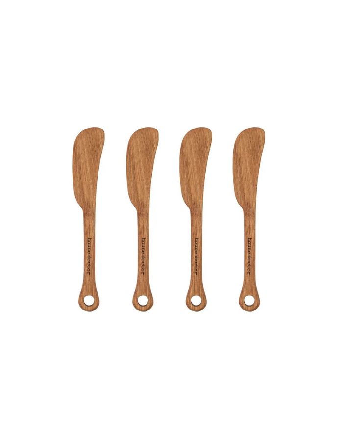  House Doctor Buttermesser Eya Natur 4er Set aus Akazienholz mit natürlicher Maserung.