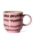  HKliving Café Becher 70s Bubble mit Henkel aus glasiertem Steingut in Multicolour und charakteristischem handbemaltem Finish.