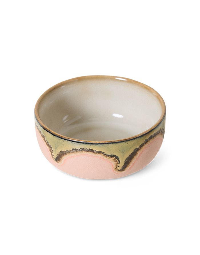 70s Ceramics Dessert Bowl Cove Gem mit natürlicher Glasur und einzigartigem Finish