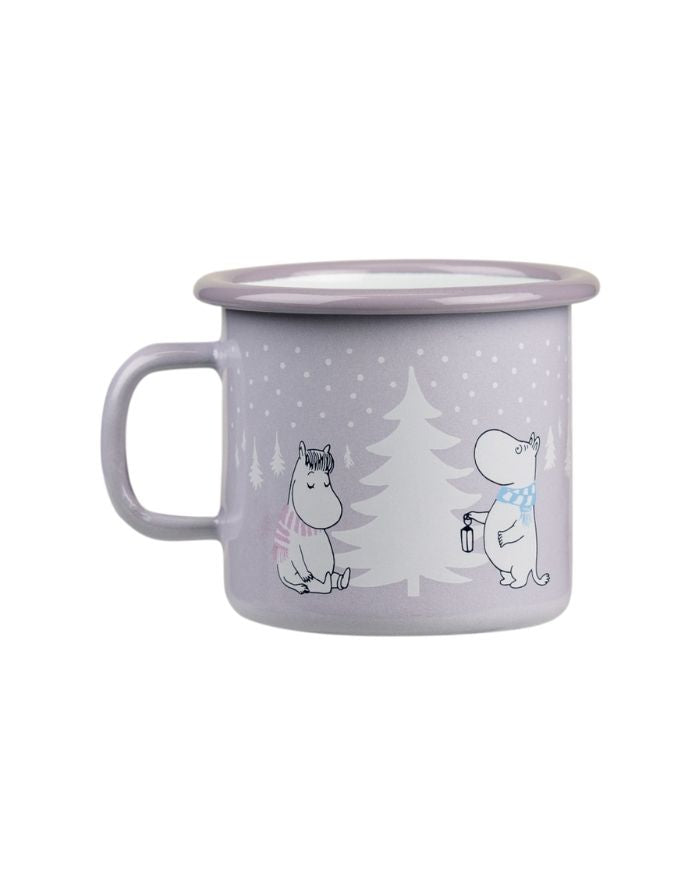 Moomin Emaillebecher Snowfalls von Muurla mit winterlichem Moomin-Motiv, 2,5 dl.