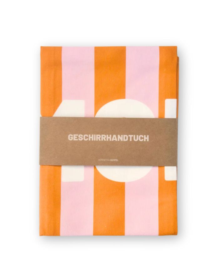Geschirrtuch Amore von Herr & Frau Hempel aus 100 % Baumwolle, liebevolles Küchenhandtuch mit Aufhänger und „DU BIST WUNDERBAR“-Detail