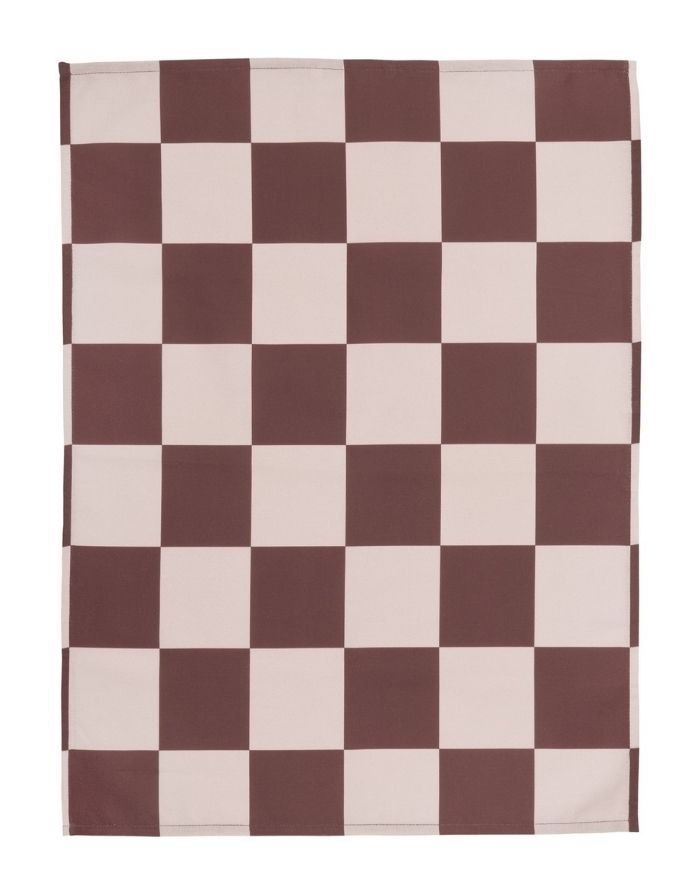 Muurla Geschirrtuch Checks Brown/Pink aus Baumwolle mit modernem Karomuster im skandinavischen Stil.