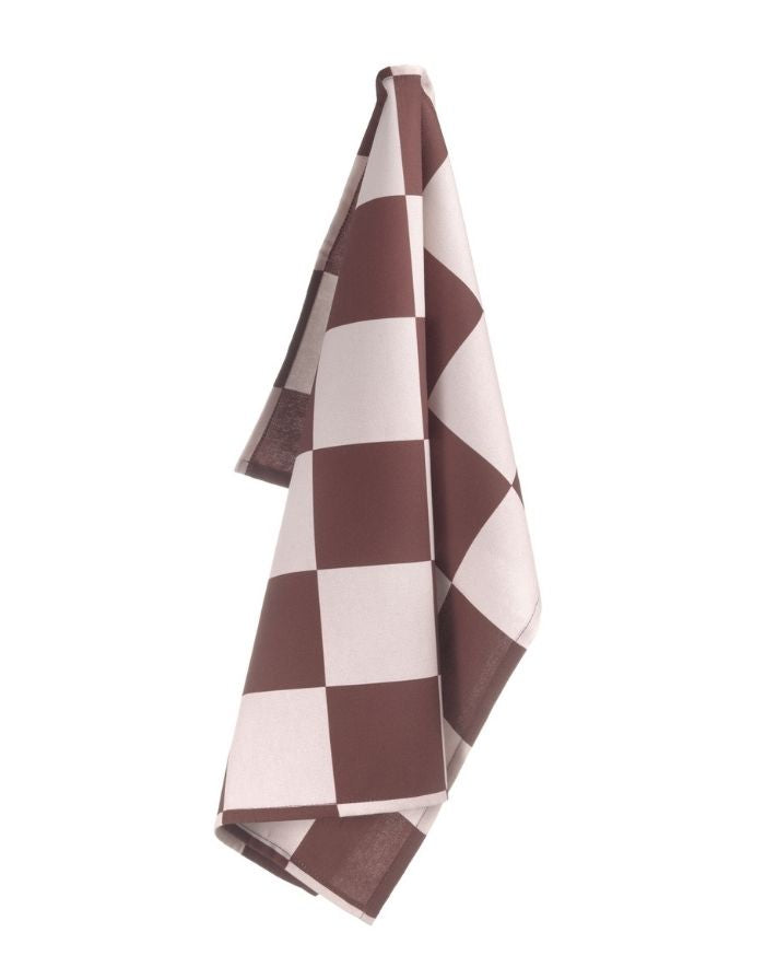 Muurla Geschirrtuch Checks Brown/Pink aus Baumwolle mit modernem Karomuster im skandinavischen Stil.