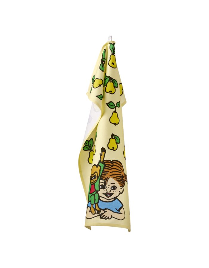 Geschirrhandtuch Pippi Langstrumpf Fruits von Muurla, aus Baumwolle mit Pippi-Motiv und bunten Früchten, 50 x 70 cm groß, fröhlicher Küchenhelfer