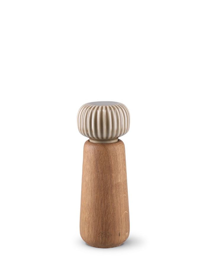 Gewürzmühle von Kähler aus Holz mit Keramik Kopf in Braun in 18cm Höhe