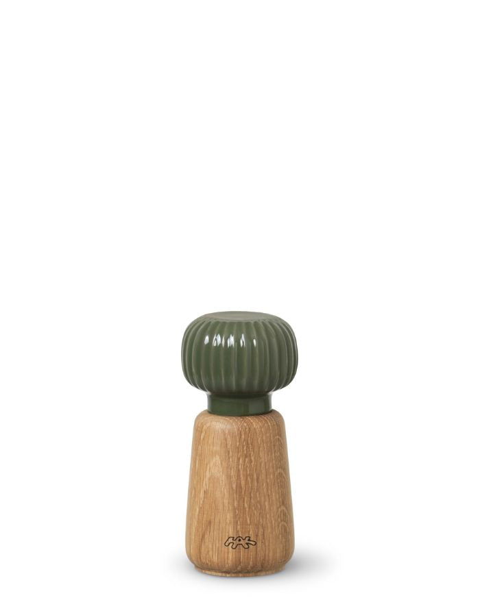 Gewürzmühle von Kähler aus Holz mit Keramik Kopf in Dunkelgrün in 14cm Höhe
