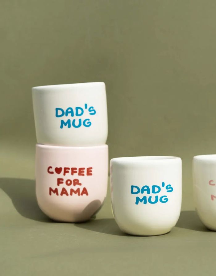 Kaffee Becher ohne Henkel mit der Aufschrift Dad's Mug