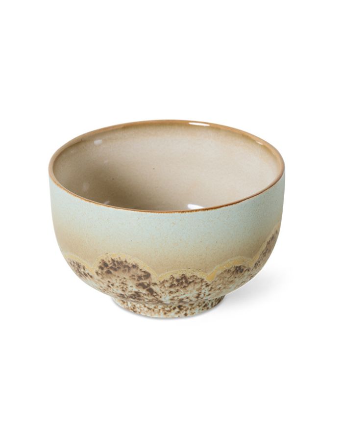 70s Ceramics Noodle Bowl Shell mit natürlichem Farbverlauf und organischer Glasur