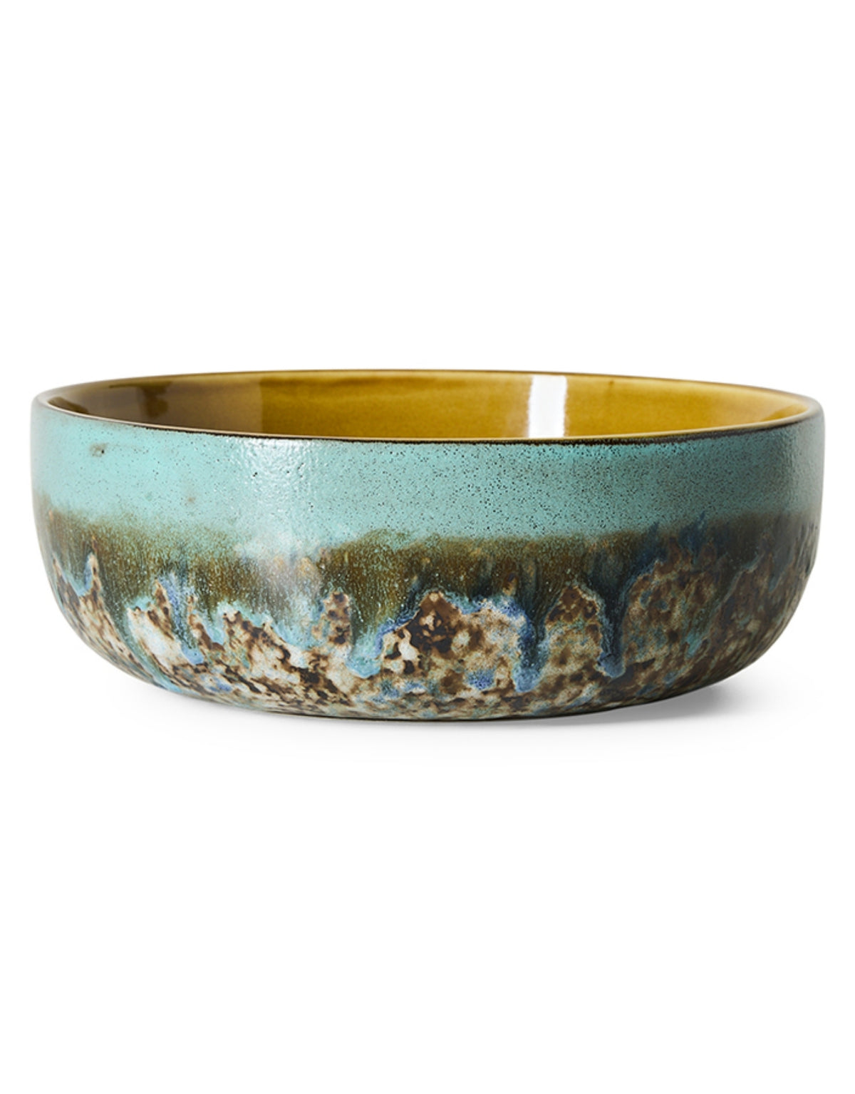 Große Salatschale aus der 70s Ceramics Kollektion von HKliving aus glasiertem Steingut in Multicolour mit charakteristischer Retro-Glasur.