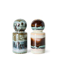  Salz- und Pfeffer-Set aus der 70s Ceramics Kollektion von HKliving aus glasiertem Steingut in verschiedenen Farben.