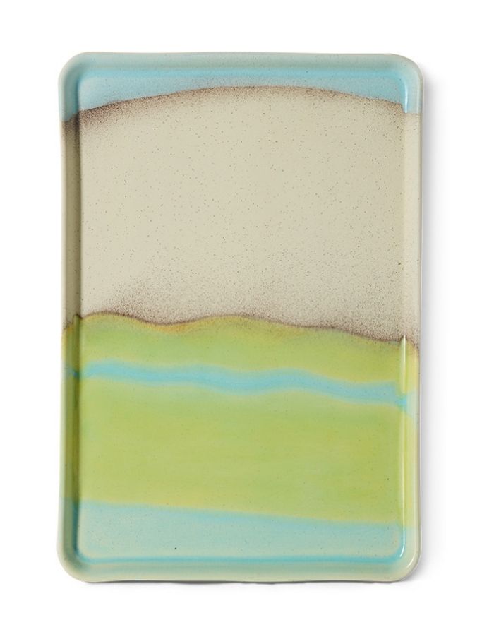 HKliving Servierplatte Large Glint aus Steinzeug in Grün/Blau, große 70s Ceramics Platte mit gesprenkelter Glasur zum Servieren oder als Dekoration