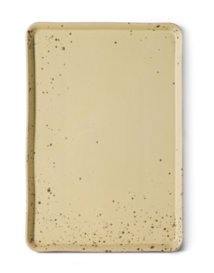 HKliving Servierplatte Large Grit aus Steinzeug in Gelb, große 70s Ceramics Platte mit gesprenkelter Glasur zum Servieren oder als Dekoration