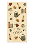 Cremefarbene Servietten Stay Cozy von Chic Antique mit dekorativem Schriftzug im Format 40 × 40 cm, 16 Stück pro Packung.