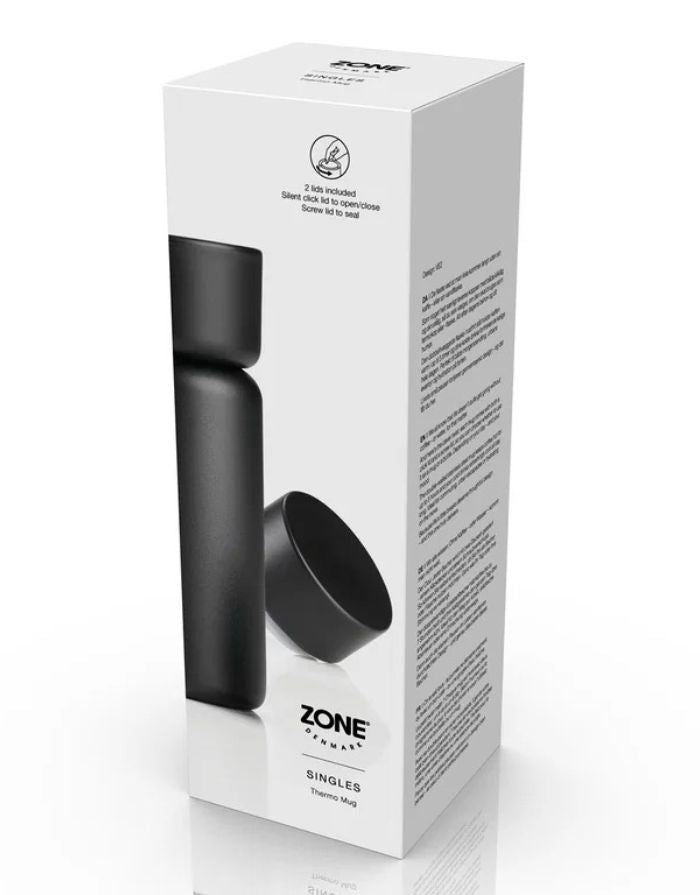 Thermobecher mit zwei Deckeln 400ml I Black