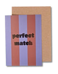 Ava und Yves Klappkarte Perfect Match – DIN A6 Recyclingpapier mit Umschlag, Design Flieder/Orange, hergestellt in Deutschland.