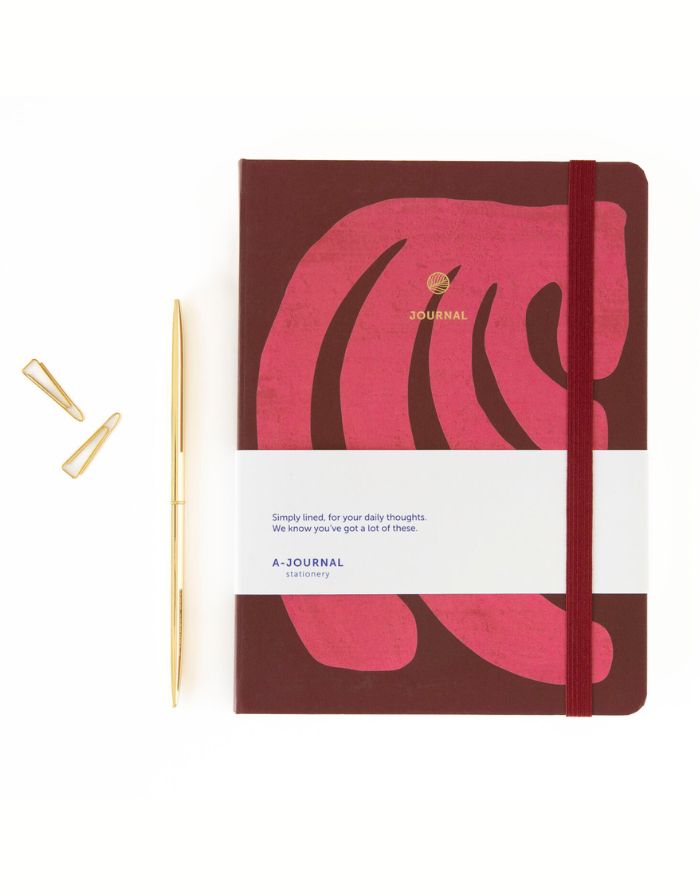A-Journal Notizbuch Collage in Pink, Hardcover mit Soft Touch, linierte Seiten, 21,5x16 cm.
