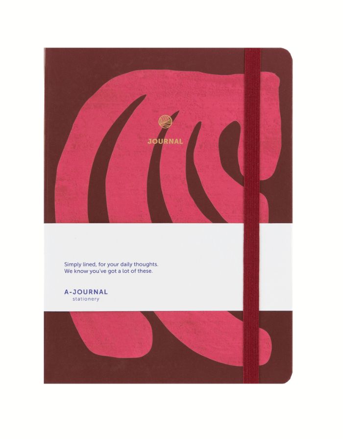 A-Journal Notizbuch Collage in Pink, Hardcover mit Soft Touch, linierte Seiten, 21,5x16 cm.