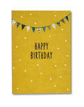Postkarte I Happy Birthday - Fähnchen gelb