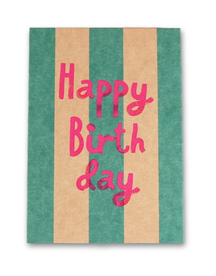 Postkarte I Happy Birthday Petrol/Rosa/Neon