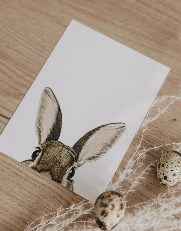 Postkarte für Ostern mit Osterhase