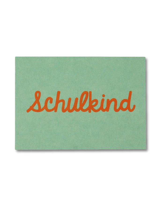 Postkarte I Schulkind - Grün/Orange