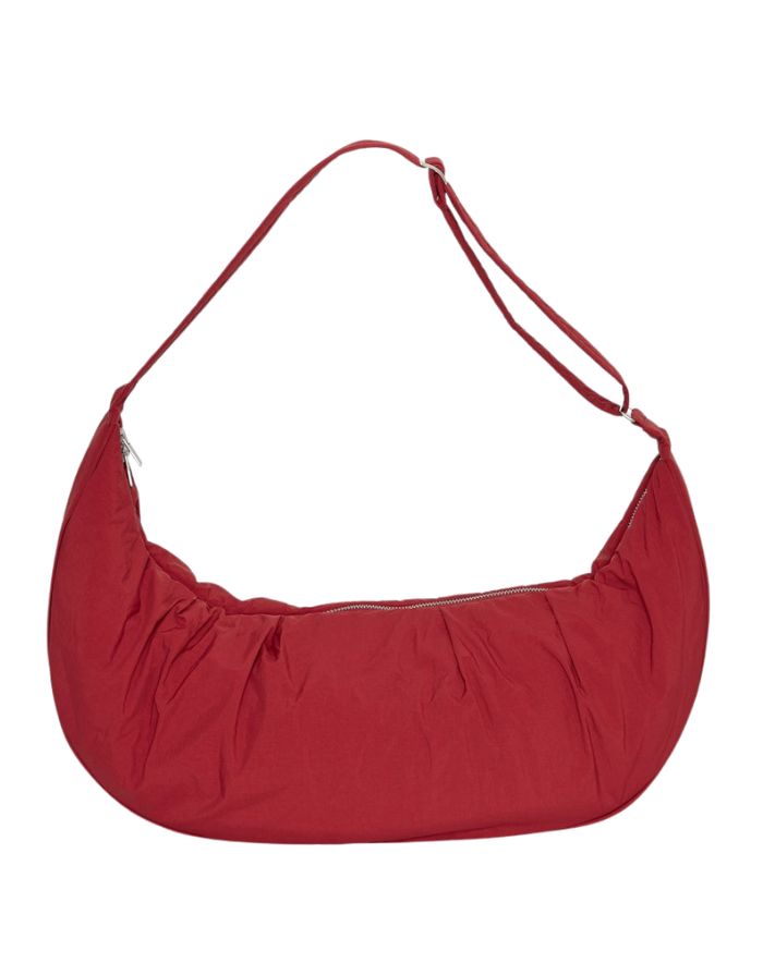 MSCH Copenhagen Tasche Safea Sasja Icon Rhubarb in wattierter Optik mit verstellbarem Gurt und Reißverschluss.