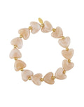 Elastisches Herz-Perlenarmband aus Acrylperlen in Khaki