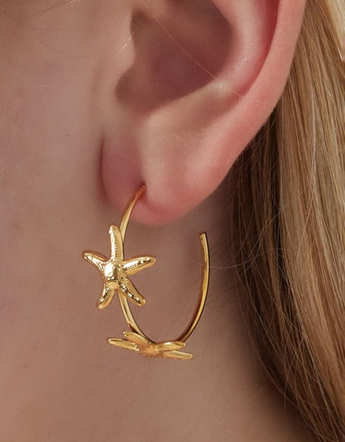 Ohrringe Star Hoop I Gold