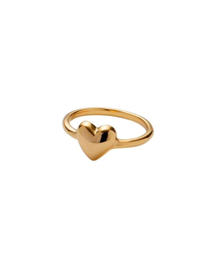 Pernille Corydon Sweetheart Ring gold mit kleinem Herz, poliert, verschiedene Größen.