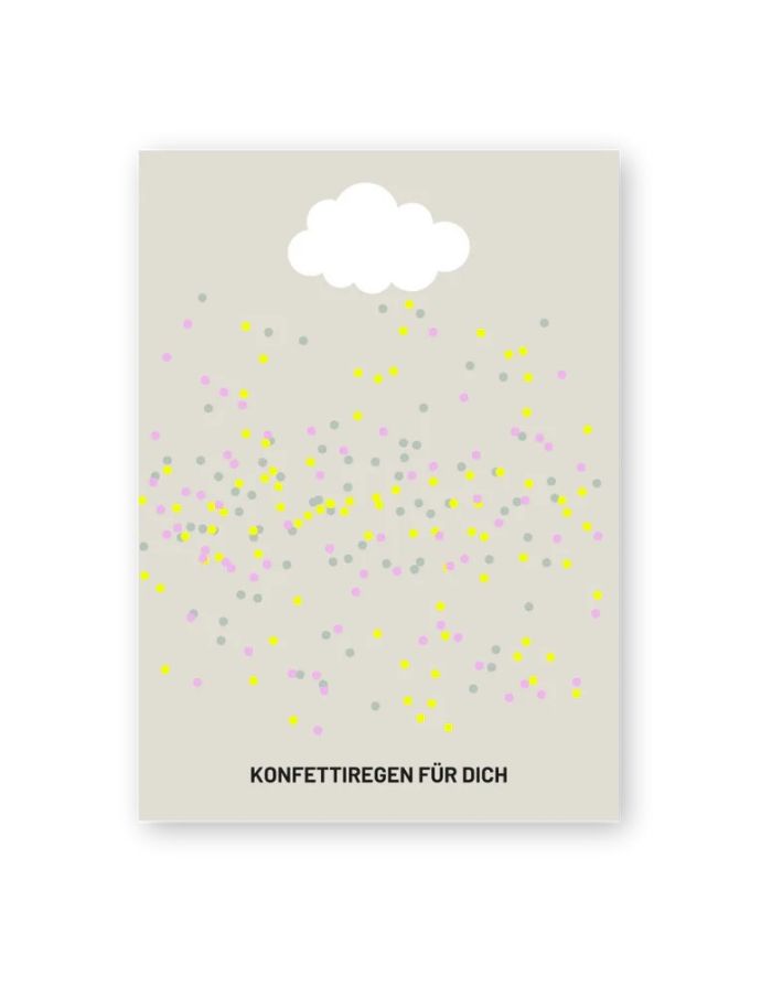Postkarte von Herr und Frau Hempel aus hochwertiger Holzschliffpappe im DIN-A6-Format mit der Aufschrift onfettiregen für dich