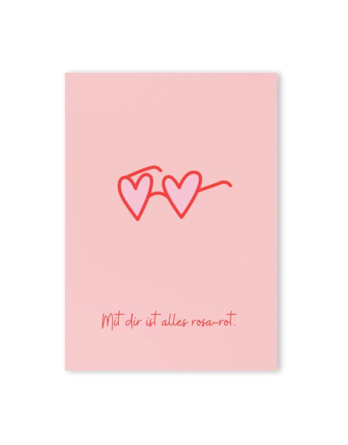 Postkarte I Mit dir ist alles rosa-rot