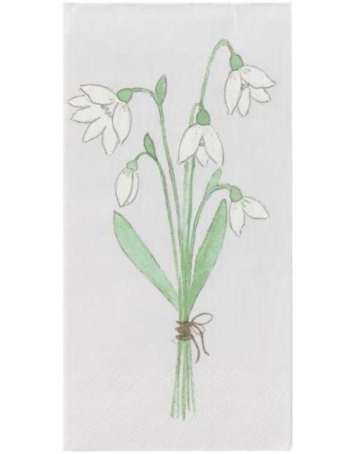 Rechteckige Papierservietten von Ib Laursen mit Schneeglöckchen Aufdruck