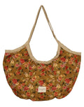 De La Mur Shopper Esme aus floralem Jacquard in Camel und beigem Stoff mit Reißverschluss und zwei Henkeln