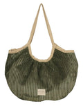 De La Mur Shopper Musgo aus olivgrünem Cordstoff und beigem Stoff mit Reißverschluss und zwei Henkeln