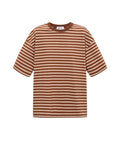 Blraun gestreiftes Blocked Striped Tee T-Shirt aus Baumwolle mit bequemer Passform für den Alltag als Freisteller von vorne